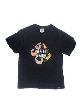 Kids unisex Otter Chaos black short sleeve tee shirt size medium